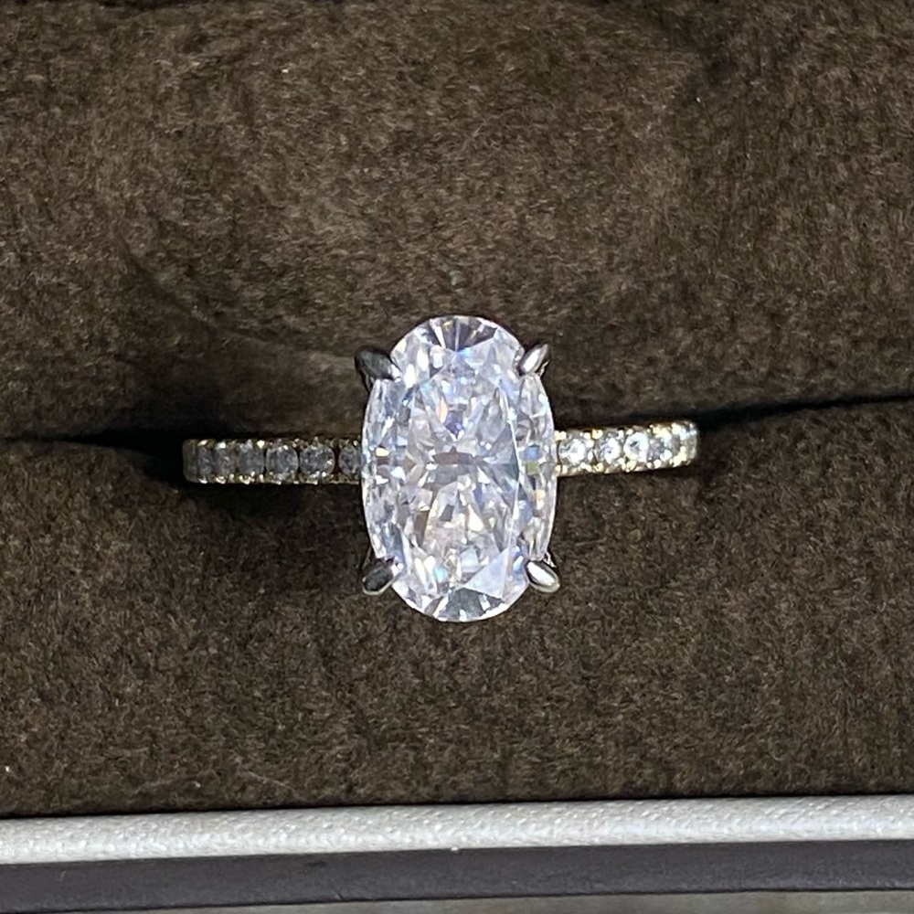3ct DEF moissanite 10k yellow and white gold ring